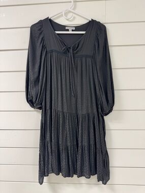 Dolcezza Black Tiered Tie-Front Mini Dress